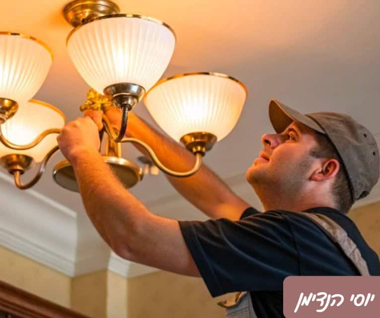 תליית מנורה על ידי הנדימן מקצועי בבית פרטי